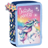 PLUMIER TRIPLE RELLENO CON ORGANIZADOR UNICORNIO ARCOIRIS | DERFORM